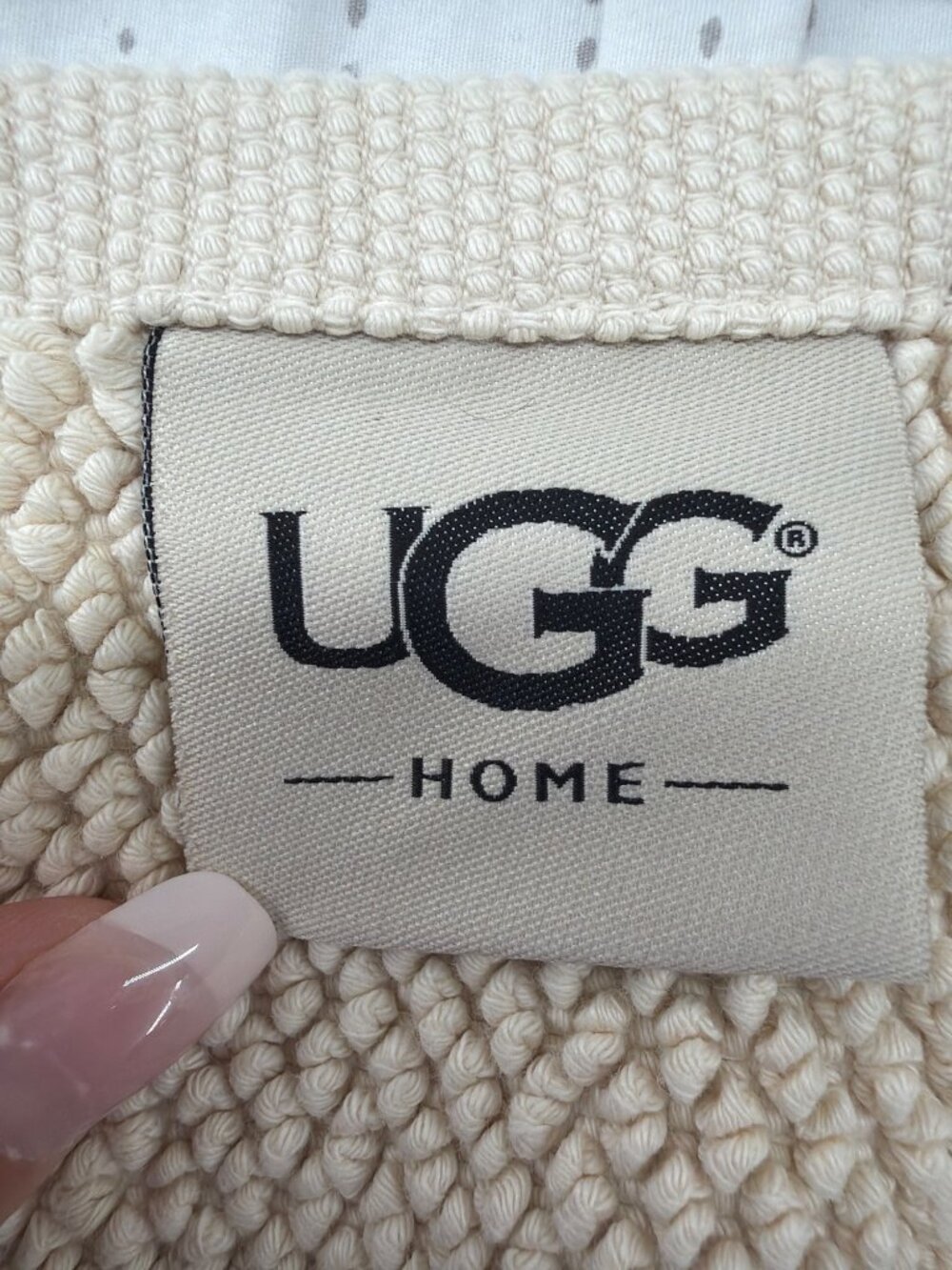 Ugg Home Bath Mat Beige Textured Cotton Reversible Washable Luxe Minimalist